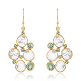 Diamond slice and green sapphire cluster earrings