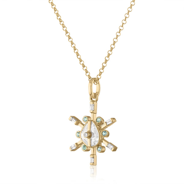 Star pendant with Diamond Slice and Sapphires