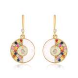 Unity Earrings with Sapphires, White Enamel & Ethiopian Opal