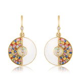 Unity Earrings with Sapphires, White Enamel & Ethiopian Opal by LORIANN Jewelry