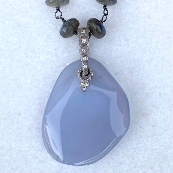 DO NOT PUBLISH ONE-OF-A-KIND PENDANT WITH CHALCEDONY AND DIAMONDS