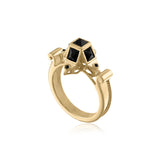 Black spinel gold dome ring