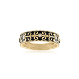 Black enamel and gold scroll eternity ring